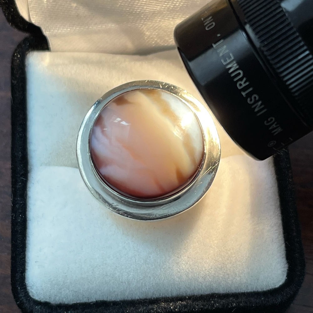 Solid Sterling Silver Agate Size 7.0 Ring - image 5